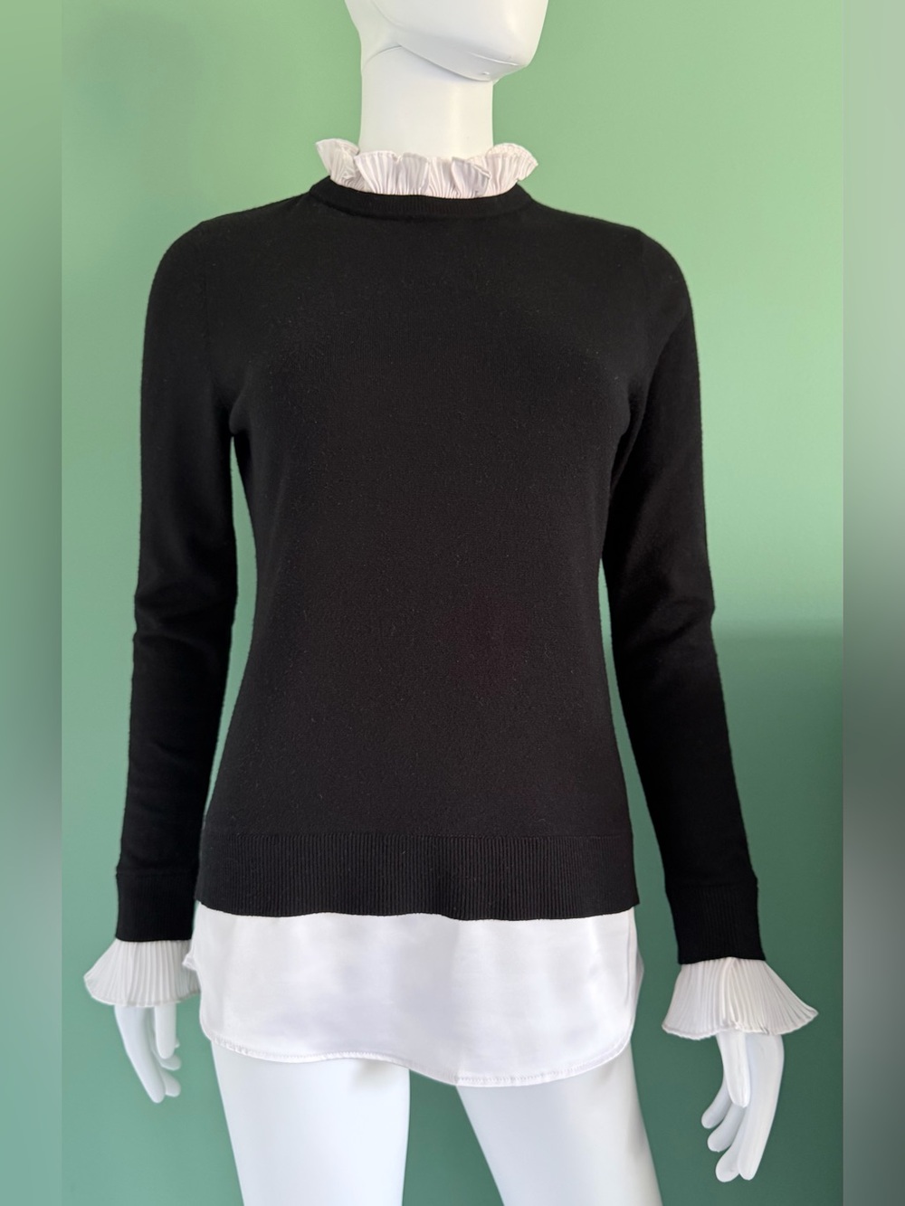 Vila Milano Pleated Mock Neck Layered Sweater